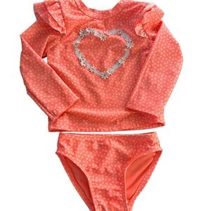 Cat & Jack Long Sleeve 2 Piece Polka Dot Bathing Suit
